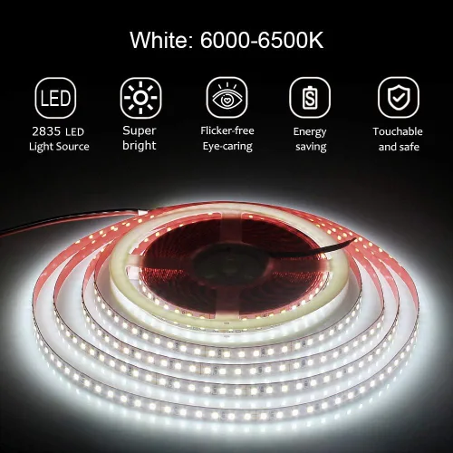 Vista 3 de ALITOVE Tiras de Luces LED Blancas Luz de Día 6000K 32.8ft 1200LEDs 2835SMD 24V 120W 21600LM Ultra-brillantes Luces LED Flexibles en Cuerda