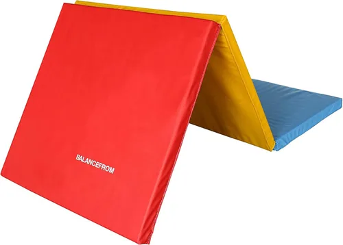 Vista 12 de BalanceFrom - Alfombrilla de gimnasia plegable de 3 paneles de 1,8 m x 0,6 m – Almohadilla de 4 cm de grosor con superficie de vinilo y asas de Negro