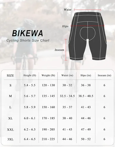 Vista 7 de Bikewa Pantalones cortos de ciclismo acolchados 3D para hombre, ropa interior de ciclismo de montaña para bicicleta MTB con bolsillos laterales