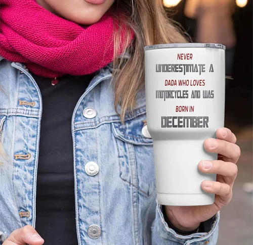Vista 3 de Motorcycle Loving Dada Born in December Solidify the Bond with a Gift - 30 Oz White Stainless Steel Large Tumbler