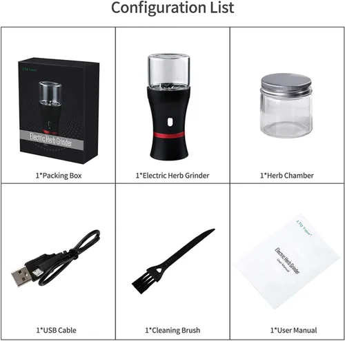 Vista 7 de Molinillo eléctrico de hierbas para especias, recargable por USB, 2 cámaras de hierbas de vidrio de 1.7 oz - Mini portátil (negro)