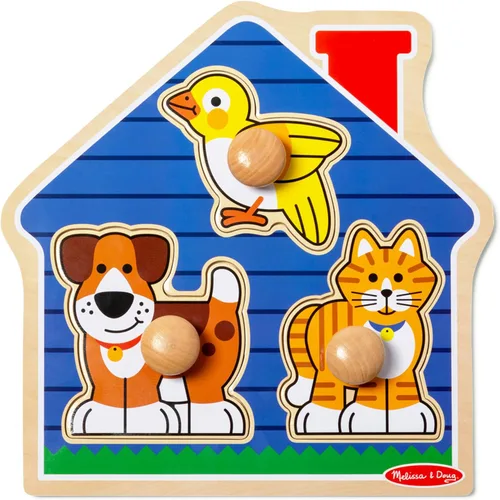 Vista 10 de Melissa & Doug First Shapes - Rompecabezas de pomo jumbo con formas, rompecabezas de clavijas de madera para niños pequeños, juguete educativo