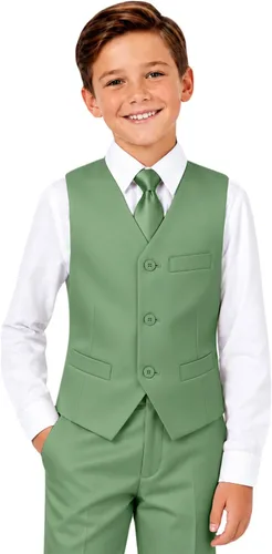 Vista 5 de Trajes para niños para portador de anillos de boda formal, traje de beige (4 piezas)
