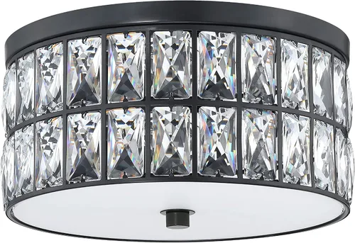 Vista 16 de Lámpara de techo de tambor de cristal cromada de 12 pulgadas, montaje semiempotrado, accesorio de granja para sala de estar, comedor, dormitorio