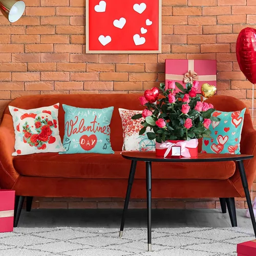 Vista 5 de Tatuo 8 fundas de almohada de San Valentín, fundas de almohada de corazón de 18 x 18 pulgadas, fundas de cojín decorativas, regalo de San Valentín