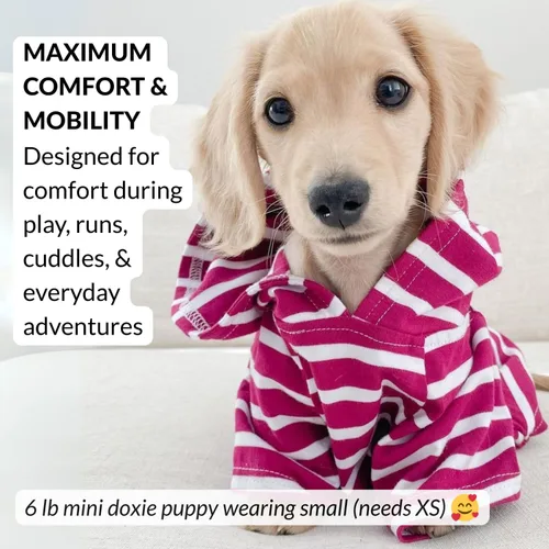 Vista 3 de Sudadera con capucha para perro – Cálido, ligero, suave y elástico para perro con capucha, agujero para arnés y cintura elástica – Sudadera