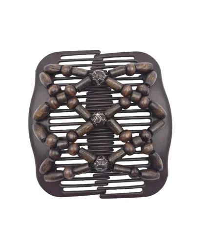 Vista 5 de LOVEF Peines mágicos para el cabello para mujer, con cuentas de madera, elásticos, de doble cara, clips para hacer moños, accesorios para el cabello