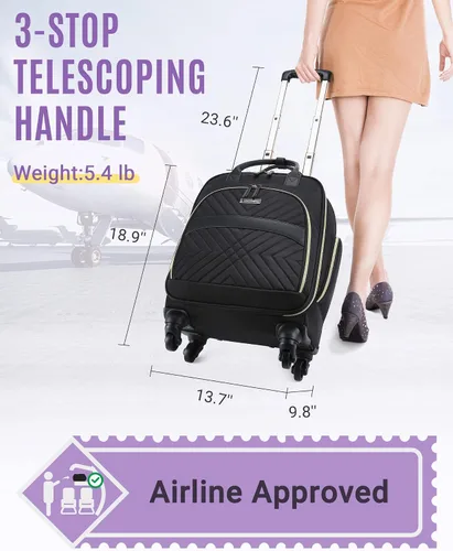 Vista 2 de LIGHT FLIGHT Rolling Laptop Bag Rolling Briefcase for Women Computer Bag with Wheels Case for Carry on Travel Work Business