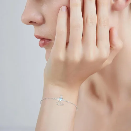Vista 4 de Palpitate Angel Bracelet Guardian Angel Bracelets 925 Sterling Silver Angel Wing Jewelry Gift for Women Girls Adjustable