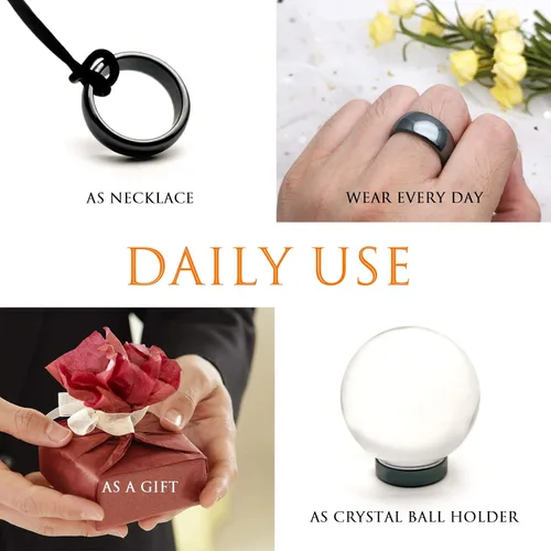Vista 38 de Morchic - Anillos unisex de piedras de hematita, para equilibrar ansiedad, chakra raíz, (paquete de tamaños mixtos)