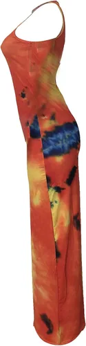 Vista 5 de LAJIOJIO Vestido largo sin mangas para mujer, sin mangas, liso, casual, fruncido, bodycon