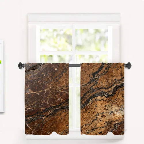 Vista 80 de Cortinas opacas de poliéster multicapa marrón con diseño de bosque natural, 2 unidades, 26 x 24 pulgadas