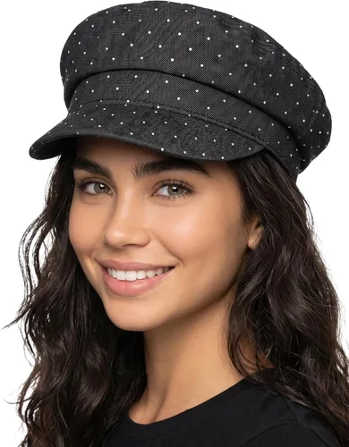 Vista 31 de Funky Junque Gorra de pescador griego, gorra de algodón para panaderos Floral - Denim