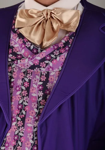 Vista 4 de Disfraz de Willy Wonka para hombre, chaqueta morada, uniforme de fábrica de chocolate y sombrero de copa para cosplay y Halloween