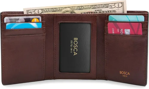Vista 5 de Bosca Double ID Trifold in Dolce Leather - RFID
