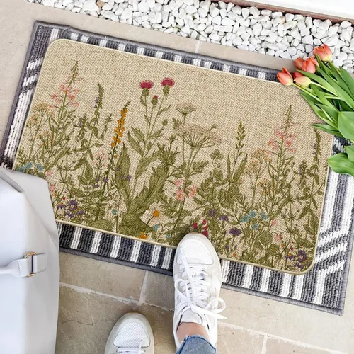 Vista 4 de Artoid Mode Wildflower - Tapete floral de primavera, decoración del hogar, diseño de flores y verano, tapete de bajo perfil, tapete para puerta