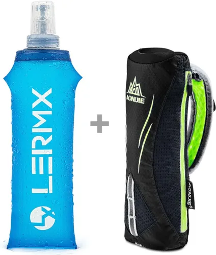 Vista 2 de LERMX Quick Grip Chill - Botella de agua suave de mano de 17 onzas (17 onzas, negro)