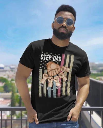 Vista 3 de Bandera de Estados Unidos personalizada para hombre, para el Día del Padre, 4 de julio, primer regalo para papá, Poppop Pop Pop, con nombres