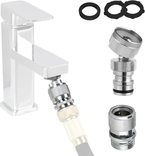 Vista 10 de Kit de adaptador de grifo Hibbent, adaptador de aireador giratorio para conectar manguera de jardín - Adaptador de grifo de fregadero de cocina
