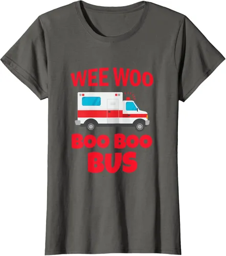 Vista 7 de Wee Woo Boo Boo Bus First Responder - Camiseta divertida de ambulancia, Negro, S
