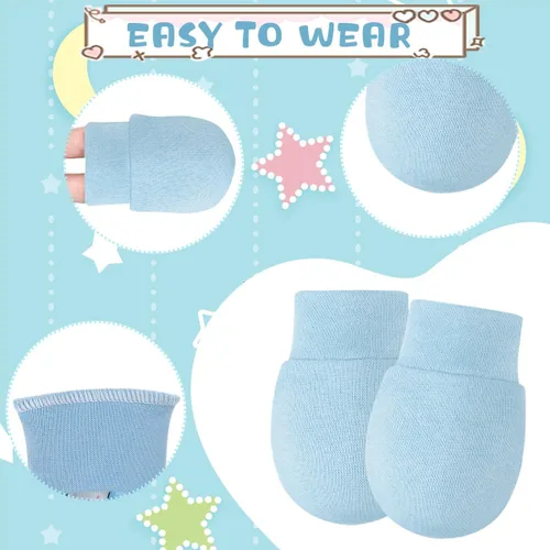 Vista 2 de ONESING 6-20 pares de guantes de bebé sin arañazos 0-6 meses, guantes esenciales para bebés recién nacidos, niños y niñas