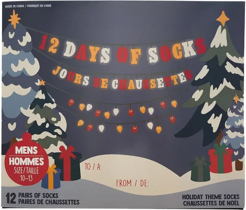Vista 2 de Gertex Caja de regalo con calendario de Adviento para hombre Calcetines de 12 días de vacaciones Calcetines para hombre talla 10-13