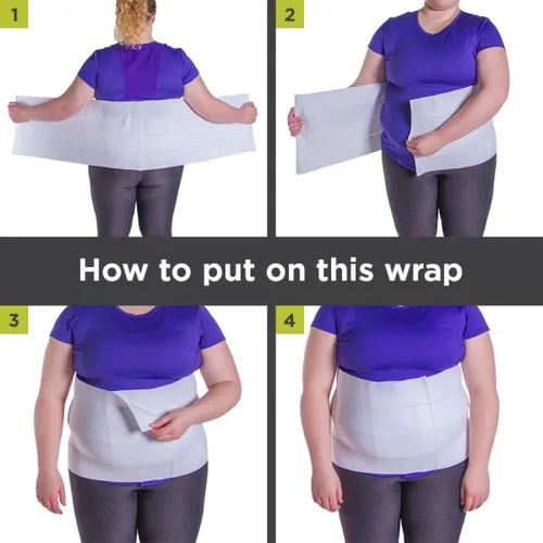 Vista 9 de BraceAbility Envoltura abdominal de tamaño extra grande Carpeta de compresión para adelgazar aplanar y apretar el estómago Blanco M