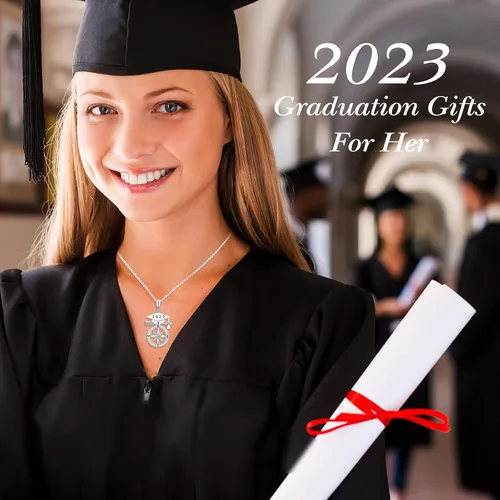 Vista 4 de Regalos de graduación 2023 de plata de ley S925 para escuela secundaria, brújula, regalo de graduación para niñas, mujeres, novia, amigas, hija