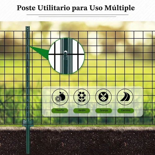 Vista 7 de Gtongoko Paquete de 10 postes de valla de metal resistentes de 3 pies, canal en U verde, estacas de valla sin excavación con placa de anclaje