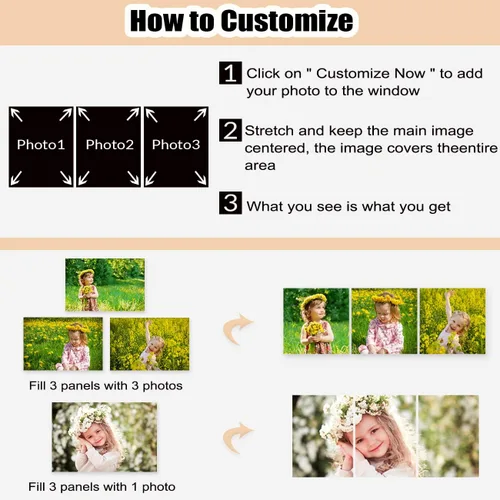 Vista 5 de DOARTDO Lienzo decorativo para pared, 3 paneles, impresiones en lienzo personalizadas con fotos familiares de tu boda, decoración del hogar listo