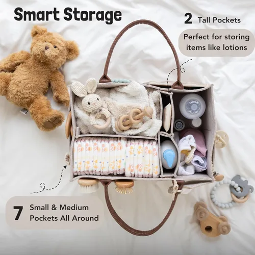 Vista 3 de Lily Miles Organizador de pañales para bebé, cesta de almacenamiento para recién nacidos, regalo neutro para baby shower, imprescindible