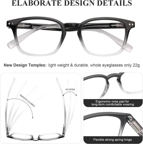 Vista 5 de AQWANO 4 Pack Computer Reading Glasses Blue Light Filter Readers Glare Glasses for Men Women