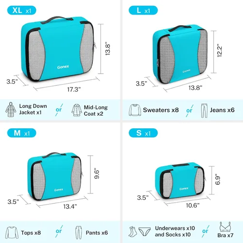 Vista 2 de Gonex Packing Cubes for suitcase, 9 Set Lightweight Travel Luggage Packing Organizers with Laundry Bags Travel Essentials Travel Bags for Carry on