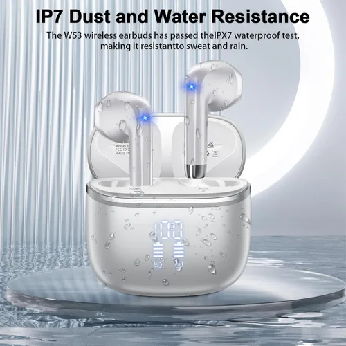 Vista 6 de Auriculares inalámbricos, Bluetooth de 5.4 pulgadas con 4 micrófonos ENC con cancelación de ruido, auriculares de 48 horas con graves profundos