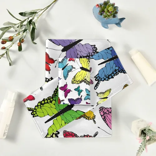 Vista 6 de Butterfly - Juego de toallas de 3 piezas con toalla de baño, toalla de mano y toallita, juego de toallas suaves de alta absorción para baño, hotel