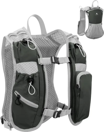 Vista 24 de Chaleco de correr para mujeres y hombres, mochila de hidratación para correr, chaleco para corredores, chaleco de hidratación, con soporte frontal
