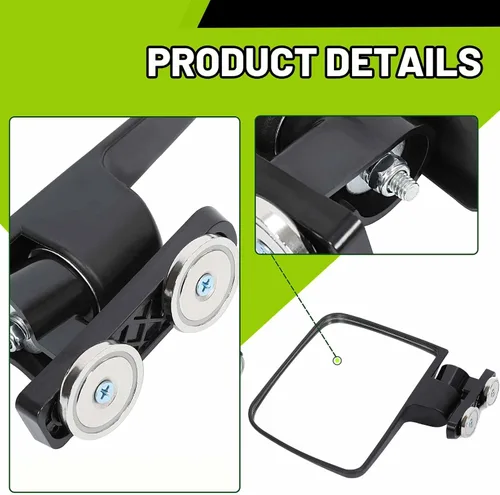 Vista 5 de KUAFU Espejos magnéticos universales para tractor, compatibles con Kubota John Deere, cortacésped de giro cero, espejos laterales traseros negros, 2