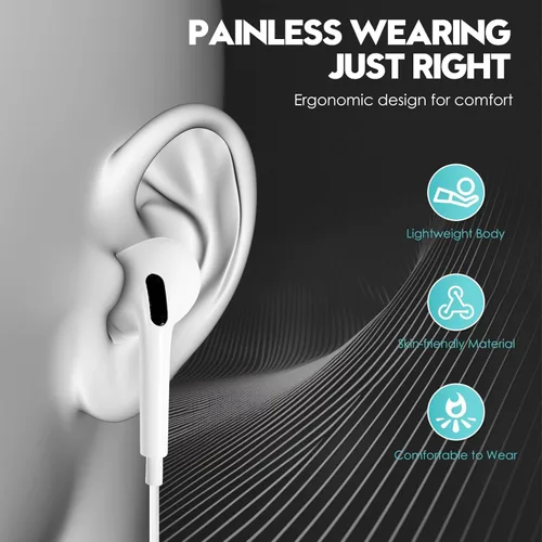 Vista 4 de Paquete de 2 auriculares para iPhone con micrófono y control de volumen, auriculares para música y llamadas telefónicas, compatibles con iPhone