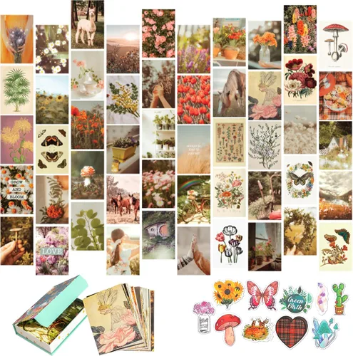 Vista 12 de Artivo Kit de collage de pared bohemio para niñas adolescentes, bonita decoración de habitación, imágenes estéticas de decoración de pared