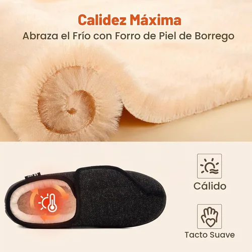 Vista 4 de LongBay Pantuflas ajustables para mujeres, de espuma viscoelástica, cómodas, anchas, zapatos de casa para diabéticos, Edema, ortopédicos