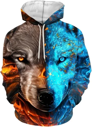 Vista 2 de Sudaderas con capucha para hombre, estilo casual, a la moda, de manga larga, con estampado 3D