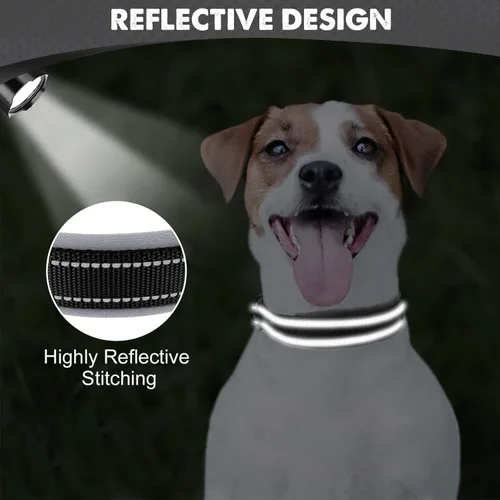 Vista 4 de Joytale Collar para perros pequeños, de neopreno acolchado y ajustable, collares para mascotas reflectantes, anchos y resistentes, con hebilla