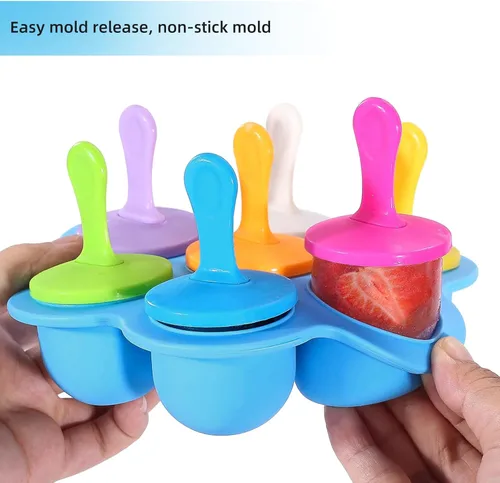 Vista 4 de Moldes de Silicona para Paletas, Moldes para Paletas de Hielo, Contenedor de Almacenamiento para Comida Casera, Moldes Pop DIY de Helados para Niños