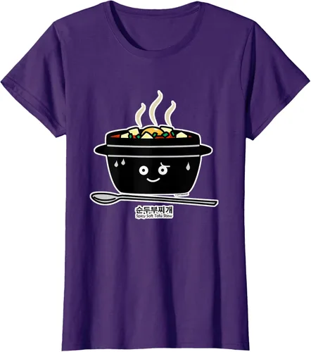 Vista 8 de Sopa coreana de guiso de tofu suave picante Sundubu jjigae huevo caliente, gris, S Negro