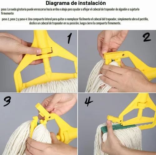 Vista 3 de OFO - Cabezal de trapeador de hilo de algodón con extremo de bucle, repuestos de trapeador de cuerda resistente