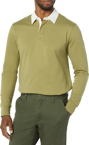 Vista 4 de Tienda Aware Camiseta de rugby de manga larga de algodón orgánico para hombre, verde salvia