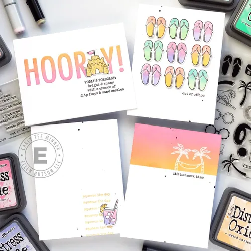 Vista 7 de Ellen Hutson, Essentials by Ellen, Summer Doodles and Sentiments Stamp & Die Set Combo, Estampación, Papeles, Hacer Tarjetas, Scrapbooking, DIY