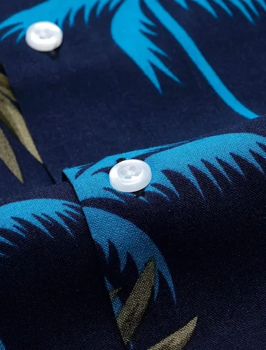 Vista 5 de Alimens & Gentle - Camisa de algodón estilo hawaiano para hombre, casual, de manga corta, ajuste regular