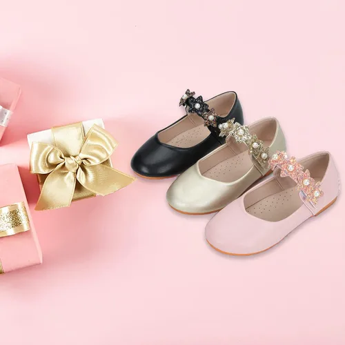 Vista 7 de Zapatos de vestir para niñas, zapatos de princesa con purpurina, zapatos de ballet brillantes para boda, fiesta de boda, tacón bajo con lazo
