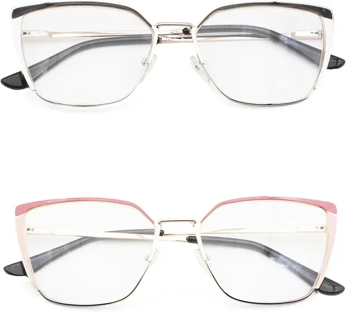 Vista 3 de Oversized Metal Frame Reading Glasses for Women,Fashion Cat Eye Ladies Readers